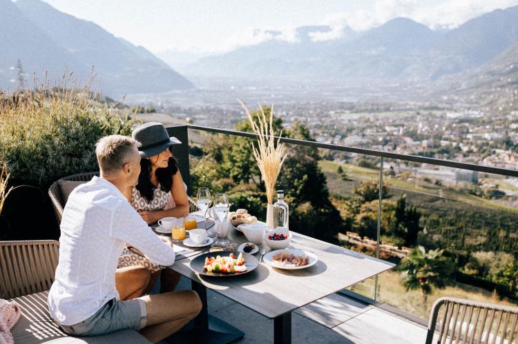 Healthy breakfast with amazing view